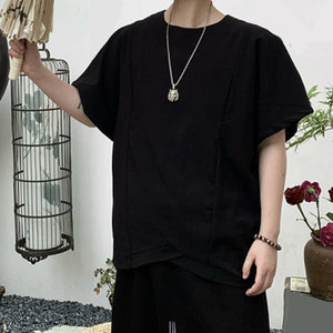 Irregular Cut Hem Short Sleeve Loose T-shirt