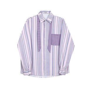 Ties Vertical Stripes Long Sleeves Shirts