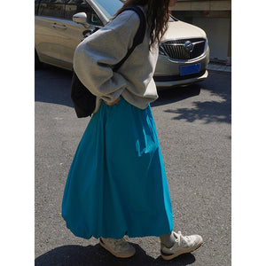 Solid Color Loose Warm Long Skirt