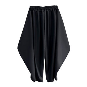 Black Tapered Cropped Straight Leg Casual Pants