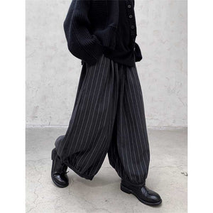 Loose Fleece Striped Wide-Leg Bloomers