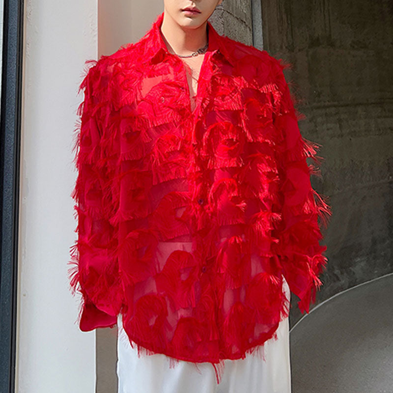 Red Raw Fringe Shirt