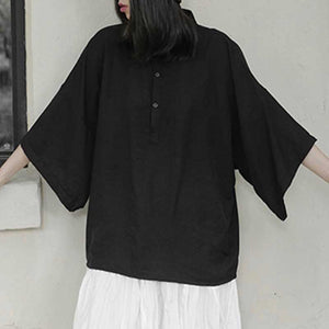 Stand Collar Oversized Cuff T-shirt