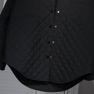 Solid Color Lapel Diamond Quilted Jacket