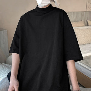 Cotton Half Turtleneck Short-sleeved T-shirt