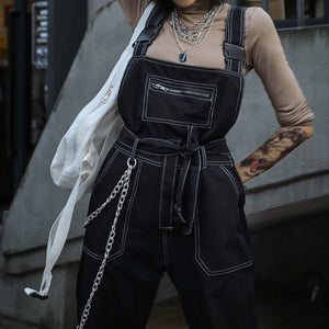 Technical Black Topstitch Jumpsuit