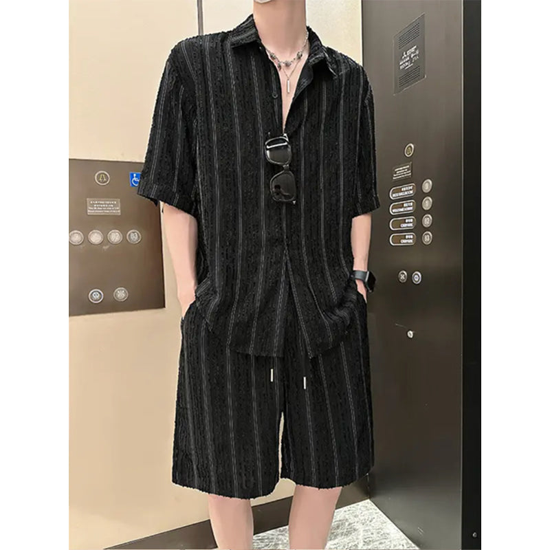 Loose Vertical Striped Casual Suit