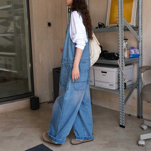 Denim Casual Long Loose Overalls