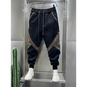 Colorblock Fleece Casual Stretch Harem Pants