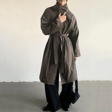 Load image into Gallery viewer, Belted Stand Collar Knee-length Trench Coat
