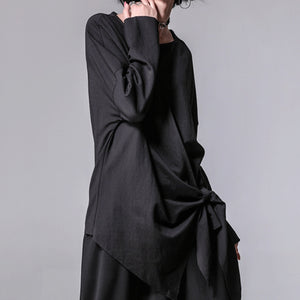 Asymmetrical Tie Loose Long Sleeve T-shirt