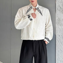 Load image into Gallery viewer, Jacquard Pointed Collar Deconstructed Shirt
