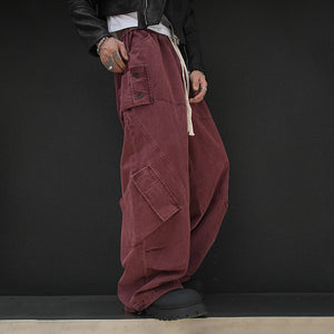 Straight Mid-high Waist Cargo Trousers