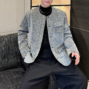 Sequined Padded Shoulder Single-breasted Jacket