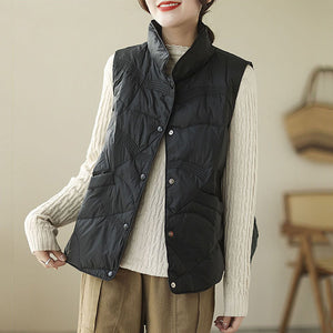 Loose Stand Collar Thickened Short Vest