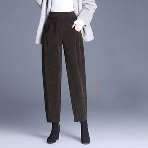 Plush High Waist Loose Thickened Corduroy Harem Pants