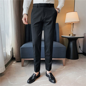 Striped Casual Naples Slim-fit Trousers