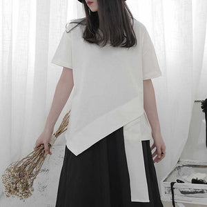 Irregular Round Neck Short Sleeve T-Shirt