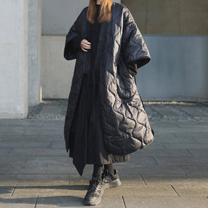 Retro Rhombus Knee-length Cotton Coat