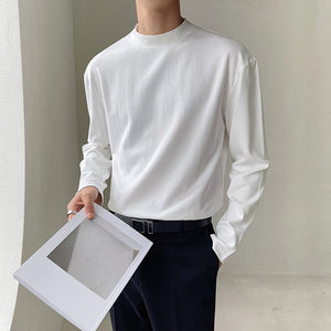 Solid Color Half Turtleneck Loose Inner T-shirt