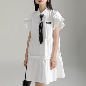 Ruffled Short Sleeve Dress