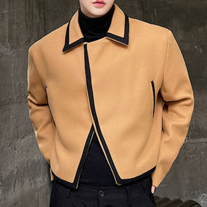 Retro Color-blocked Short Woolen Jacket