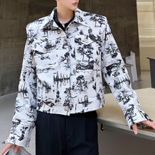 Load image into Gallery viewer, Retro Ink-splashed Digital Print Short Jacket
