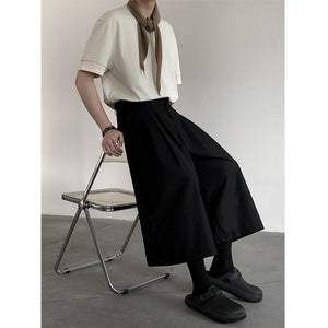 Wide-leg Cropped Casual Trousers