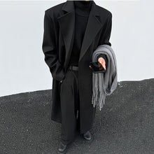 Load image into Gallery viewer, Buttonless Padded Shoulder Mid-length Wool Coat
