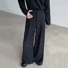 Load image into Gallery viewer, Pearl Rivets Wide-Leg Straight  Pants
