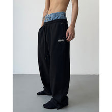 Load image into Gallery viewer, Fake Two-piece Cuffed Denim Loose Sweatpants
