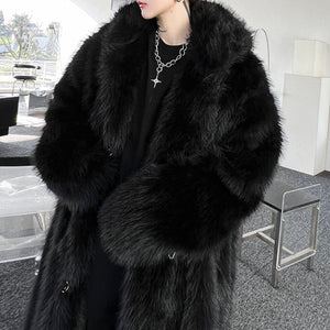 Winter Plush Warm Artificial Fur Mid-length Coat