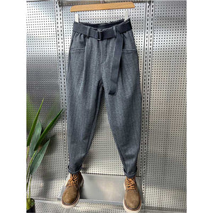 Striped Casual Woolen Harem Pants