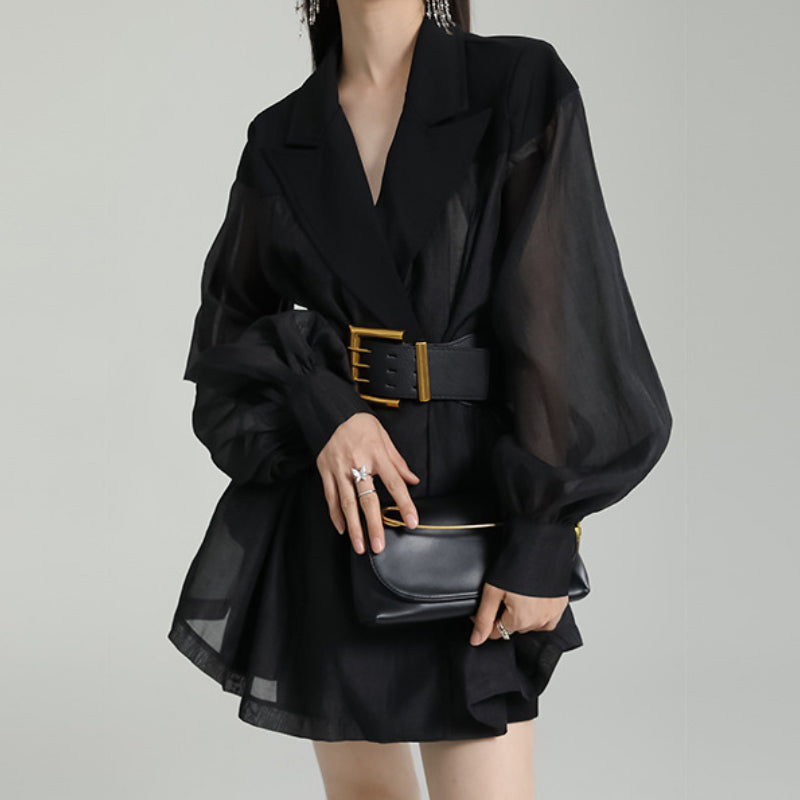 Balloon Sleeve Loose Collar Shirt