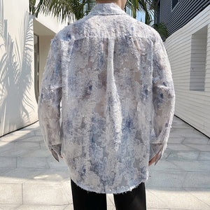 Three-dimensional Embroidery See-through Loose Shirt