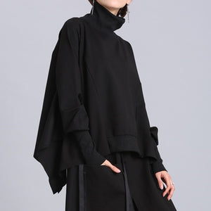 Bat-shirt High Collar Irregular Pullover Sweatshirt