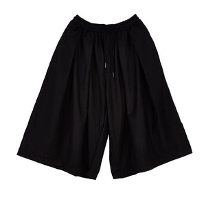 Summer Dark Drawstring Pleated Shorts