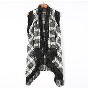 Sleeveless Fringed Cardigan