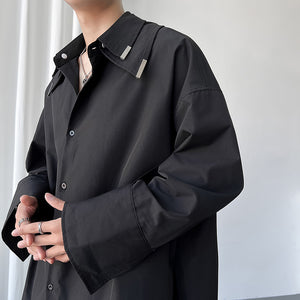 Detachable Double Collar Long Sleeve Shirt