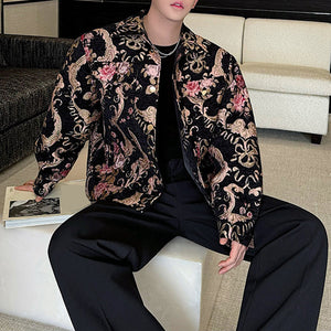 Retro Dragon Pattern Jacquard Short Casual Jacket