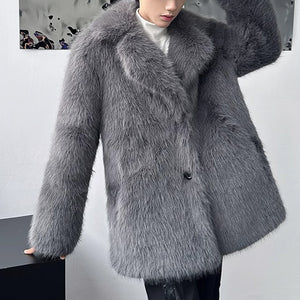 Faux Fur Double Breasted Lapel Jacket