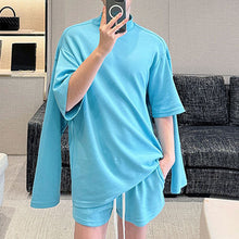 Load image into Gallery viewer, Multi-sleeve Sweatshirt and Shorts Two-piece Set
