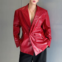 Load image into Gallery viewer, PU Leather Shoulder Pad Suit Jacket
