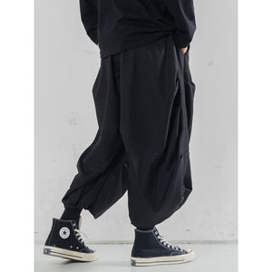 Drawstring Wrinkles Cropped Trousers