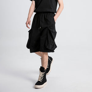 Black Large Pocket Loose Casual Shorts