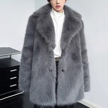 Load image into Gallery viewer, Faux Fur Double Breasted Lapel Jacket
