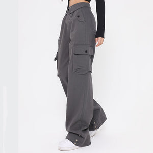 Waist Lapel Side Pockets Buttons Trousers