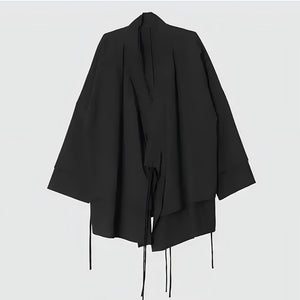 Dark Fake Two Piece Slanted Placket Cardigan