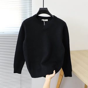 Solid Color Small V-neck Sweater