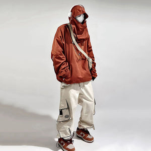 Loose Solid Color Hooded Retro Work Jacket